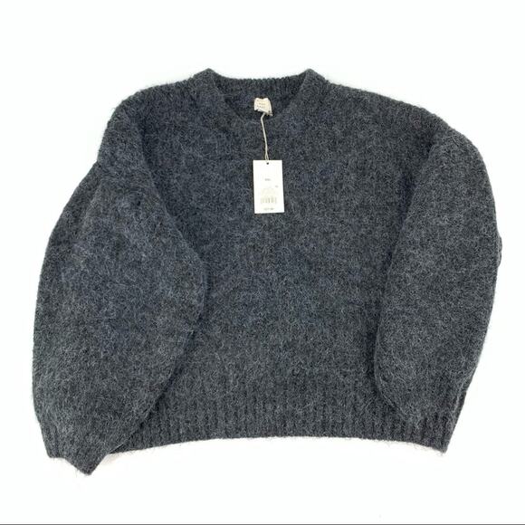 Women's Gray Knit Sweater Large Balloon Sleeve A New Day NWT - Picture 5 of 7